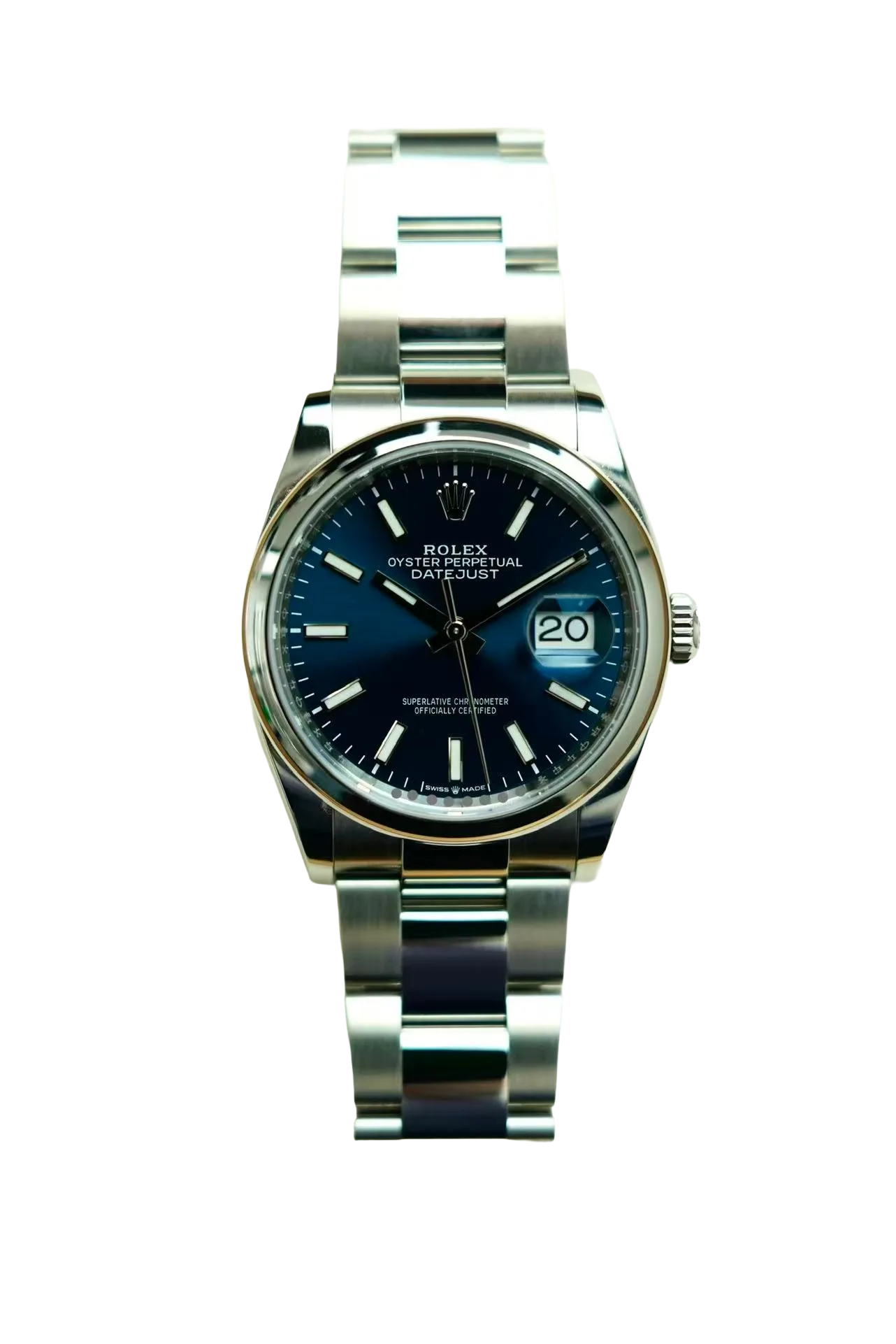 2026 Rolex Date just Blue Index Smooth Oyster Steel 36mm 126234